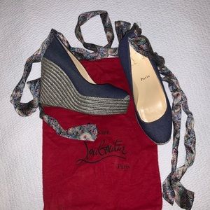 Christian Louboutin navy wedges